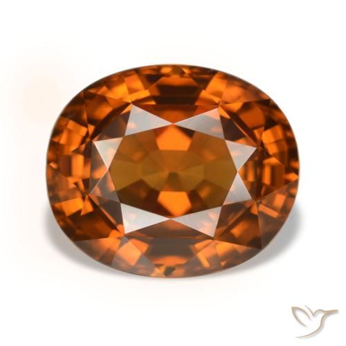 Zircon orange naturelle coupe ovale, 5,52 ct, VVS