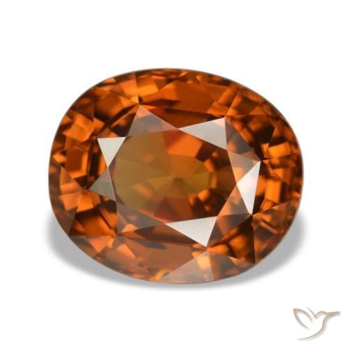 Zircon orange naturelle coupe ovale, 5,52 ct, VVS