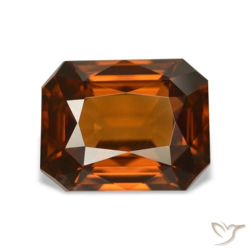Zircon orange naturelle taille émeraude, 4,76 ct, VVS-VS