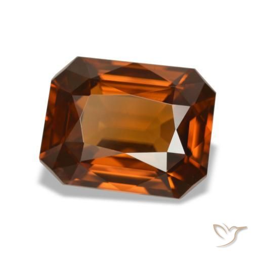 Zircon orange naturelle taille émeraude, 4,76 ct, VVS-VS