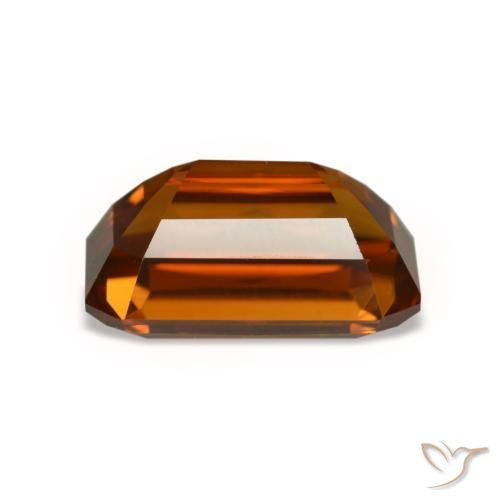Zircon orange naturelle taille émeraude, 5,29 ct, VVS