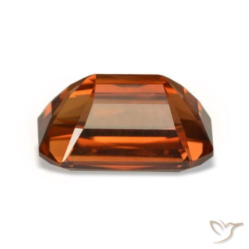 Zircon orange naturelle taille émeraude, 6,24 ct, VVS
