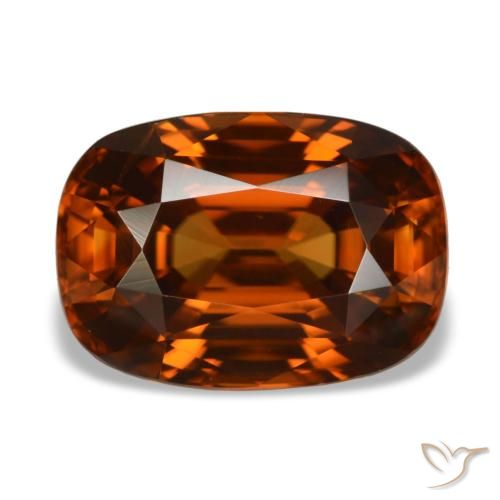 Zircon orange naturelle coupe coussin, 5,19 ct, VVS