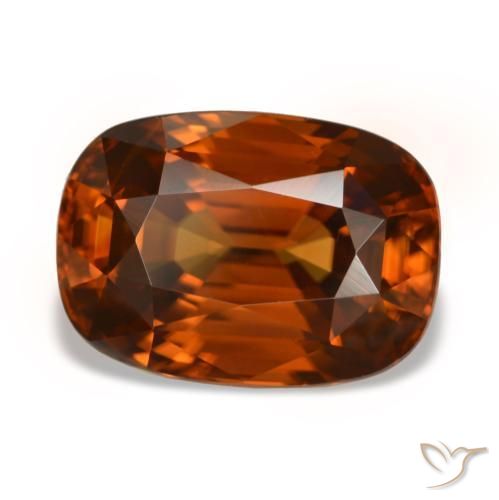 Zircon orange naturelle coupe coussin, 5,19 ct, VVS