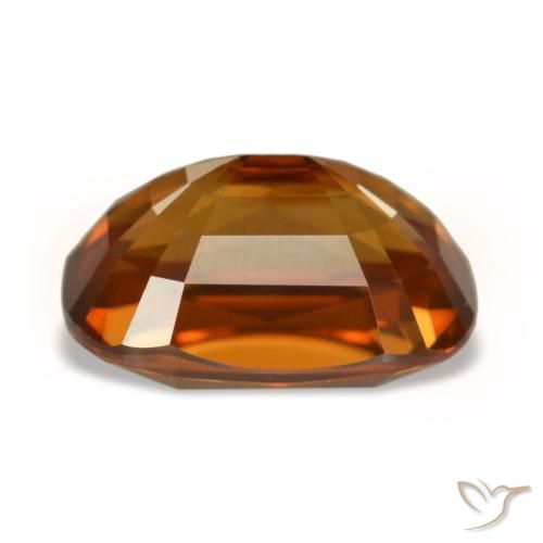 Zircon orange naturelle coupe coussin, 5,19 ct, VVS