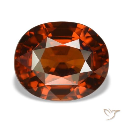 Zircon orange naturelle coupe ovale, 5,14 ct, VVS