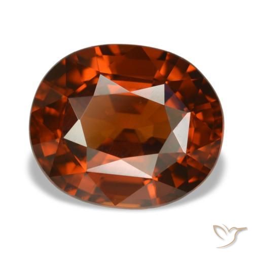 Zircon orange naturelle coupe ovale, 5,14 ct, VVS