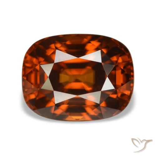 Zircon orange naturelle coupe coussin, 5,05 ct, VVS