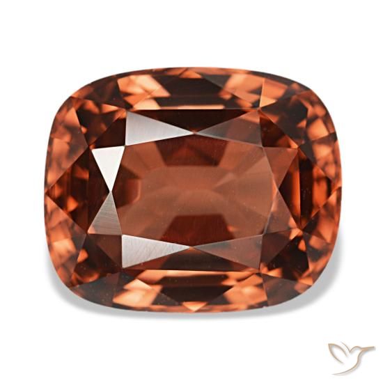 Zircon rouge naturelle coupe coussin, 6,13 ct, VVS