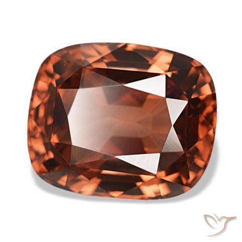 Zircon rouge naturelle coupe coussin, 6,13 ct, VVS