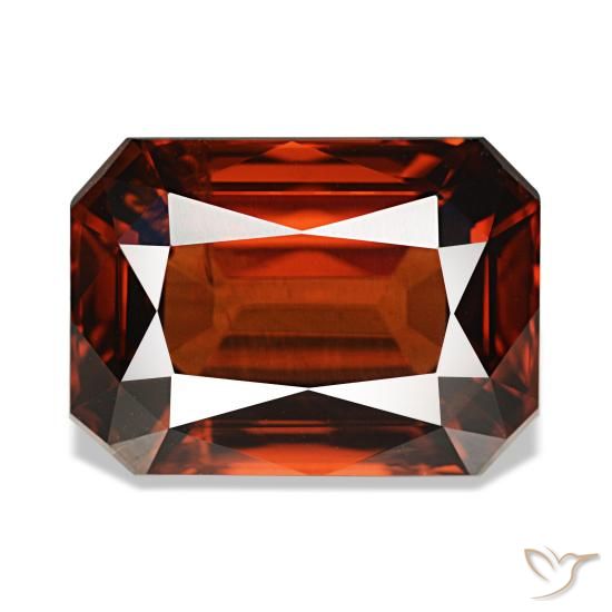 Zircon rouge de 7,02 ct, taille émeraude, VVS-VS