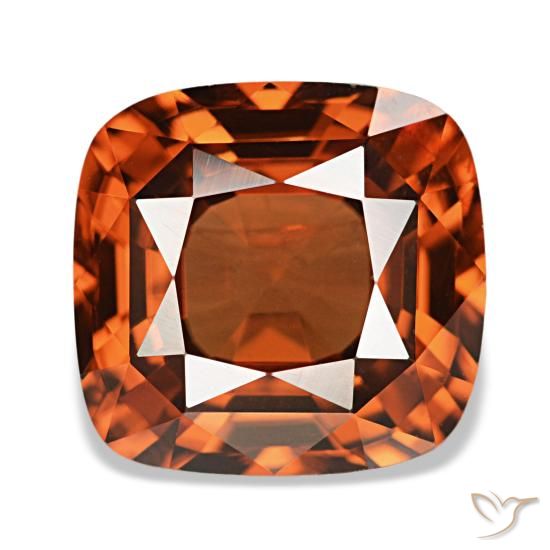 Zircon rouge de 5,36 ct, coussin, VVS