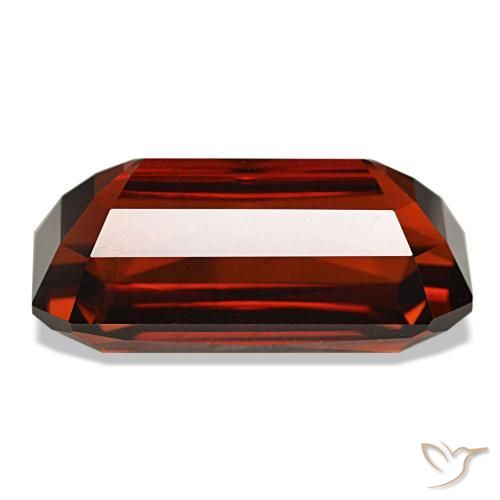 Zircon rouge naturelle taille émeraude, 11,44 ct, VVS-VS