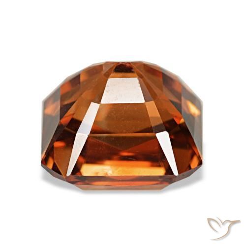 Zircon rouge naturelle taille émeraude, 3,67 ct, VVS-VS