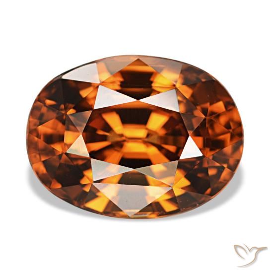 Zircon orange naturelle coupe ovale, 5,12 ct, VVS