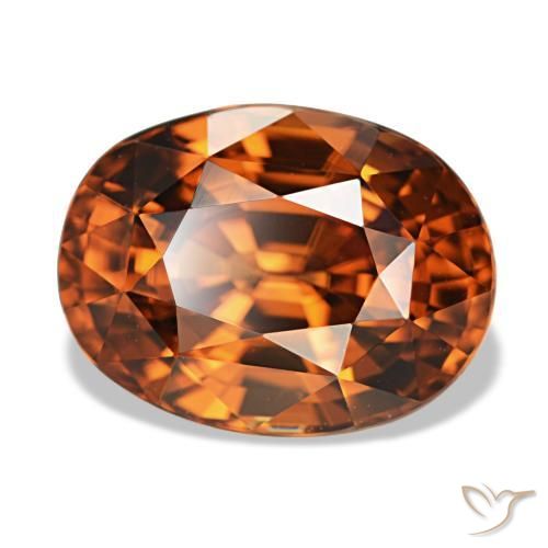 Zircon orange naturelle coupe ovale, 5,12 ct, VVS