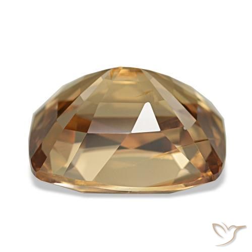 Zircon doré naturelle coupe coussin, 7,41 ct, VVS-VS