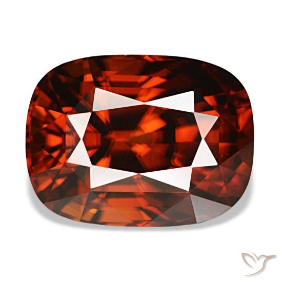 Zircon rouge de 6,62 ct, coussin, VVS