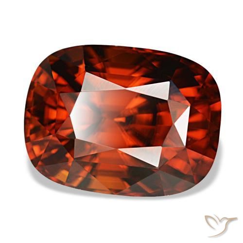 Zircon rouge naturelle coupe coussin, 6,62 ct, VVS